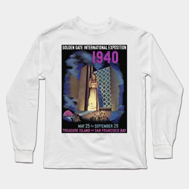 1940 Golden Gate International Exposition Vintage Poster Long Sleeve T-Shirt by vintagetreasure